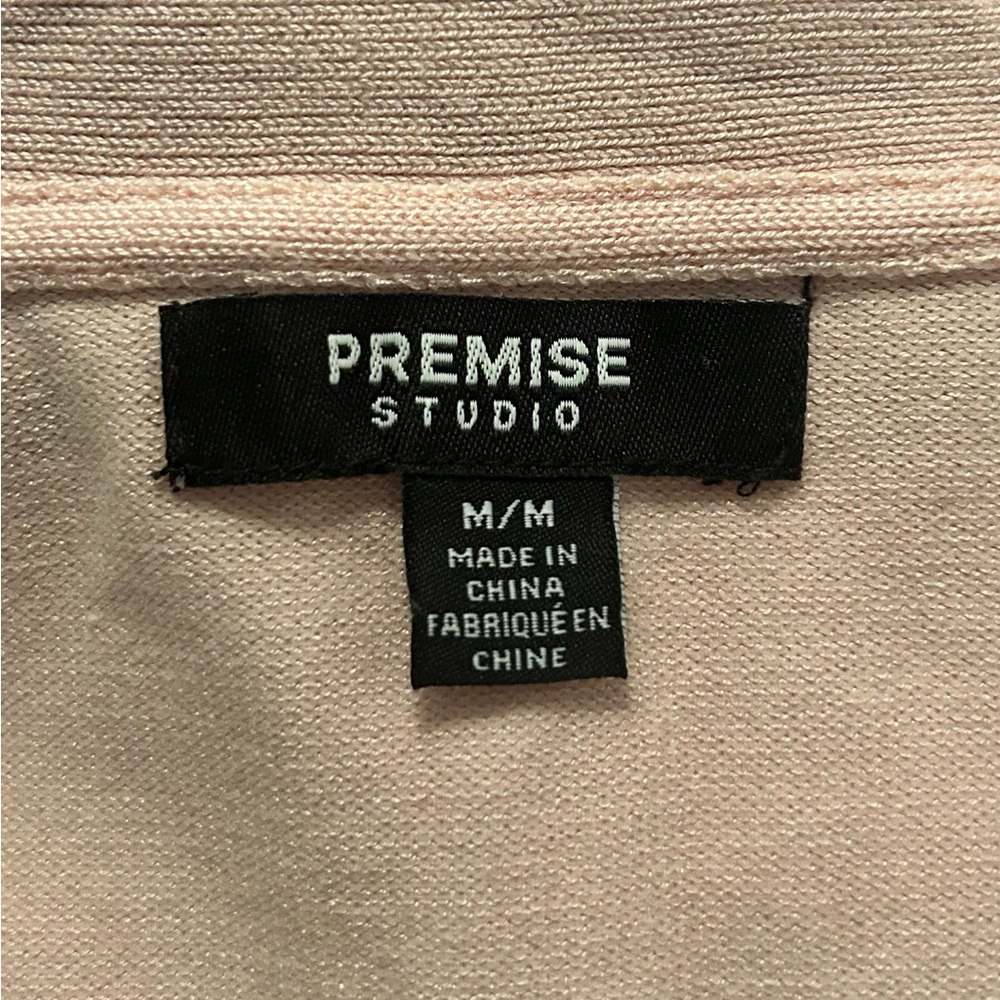PREMISE STUDIO Women Light Pink Knitwear Cardigan, Waist Tie, Size Medium - Picture 5 of 6